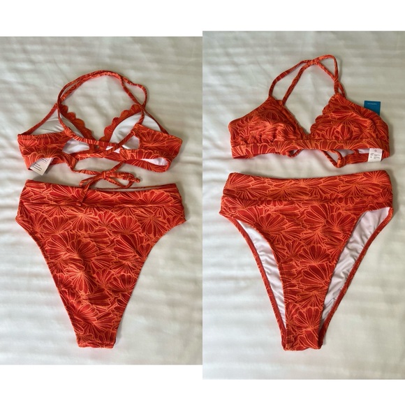 NWT Bikini Set for Women Bathing Suit High Waisted Scalloped V Neck Two Pieces S - Picture 15 of 17